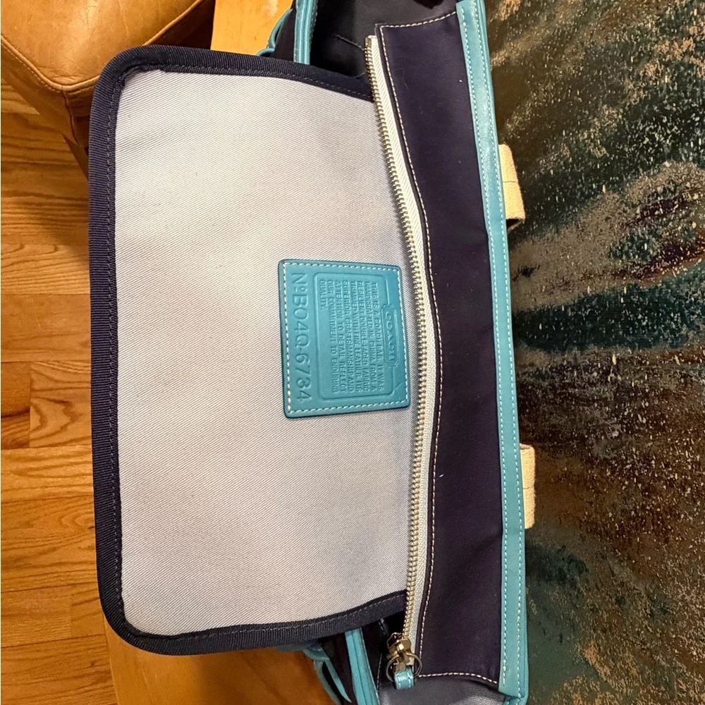 Coach Hamptons Twill Garden Tote Bag #6734 - Deep Marine Navy Blue - Picture 16 of 16
